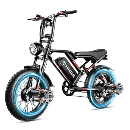 S8-Dual 20-Inch Fat Tire Electric Bike, 2000W Dual Motor, 48V 25Ah Battery, AWD E-Bike